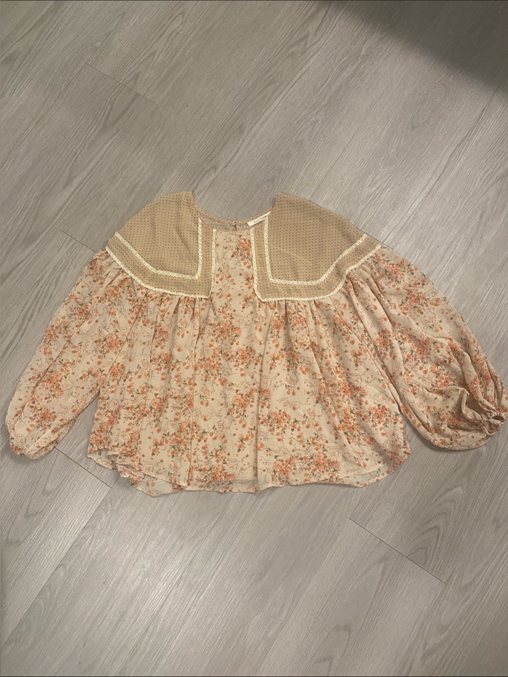 Ellison Floral Cream and Peach Peasant Blouse